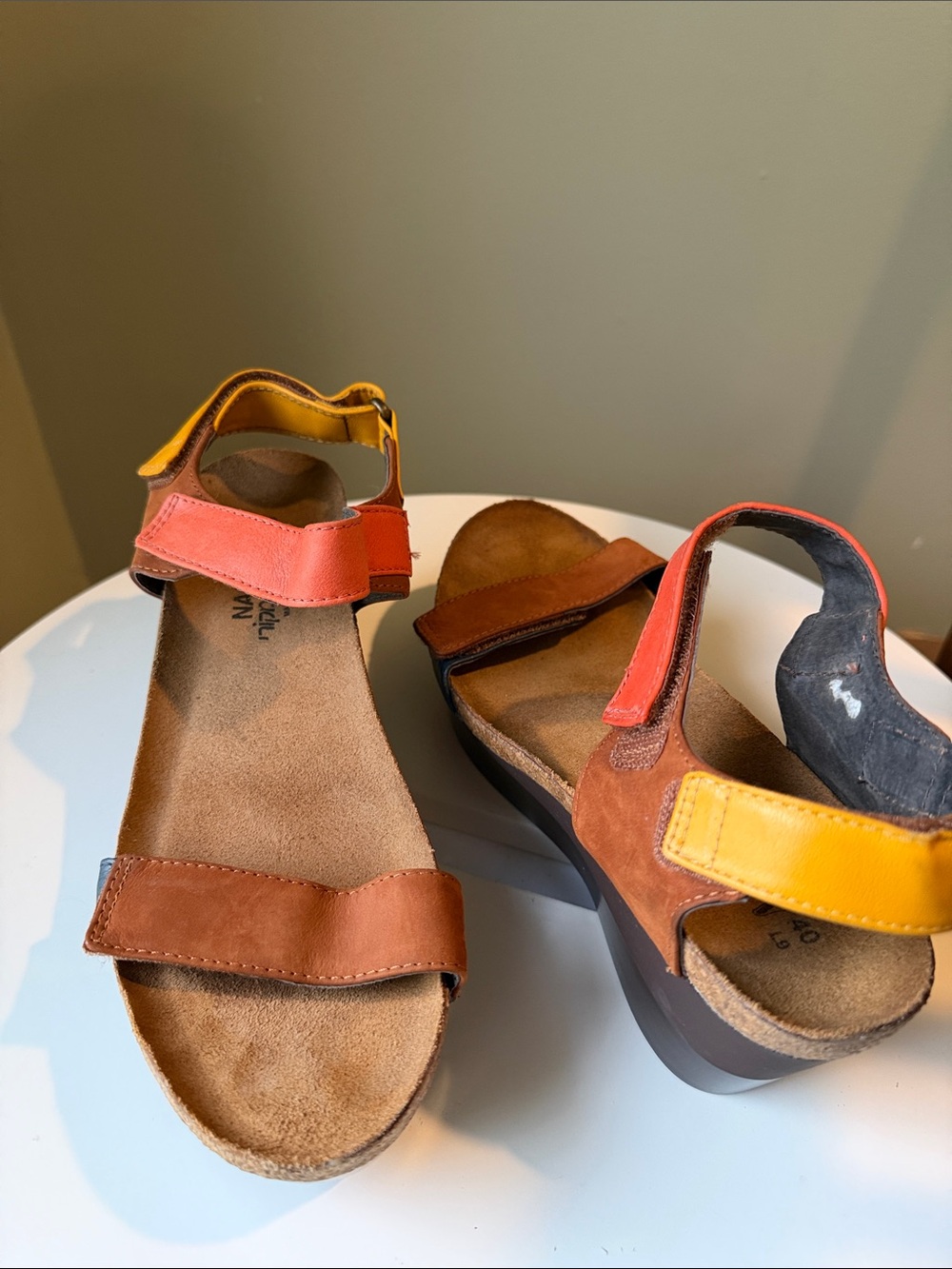 Naot Miracle Leather Colorblock Wedge Sandals Size 40 US 9